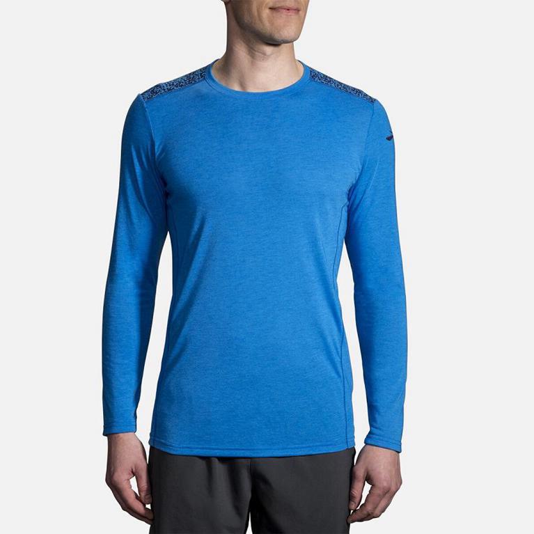 Brooks Distance Long Sleeve Running Shirt - Men's - Blue (76890-SUKH)